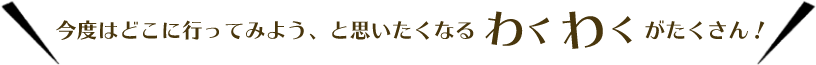 今度はどこに行ってみよう、と思いたくなるわくわくがたくさん