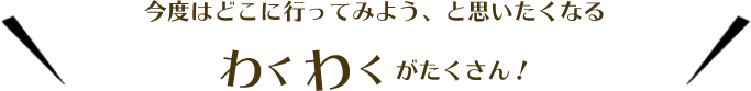 今度はどこに行ってみよう、と思いたくなるわくわくがたくさん